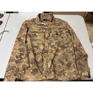 Roark Revival Camo‎ Brown Long Sleeve Shirt Performance Outdoor Snap Button Med